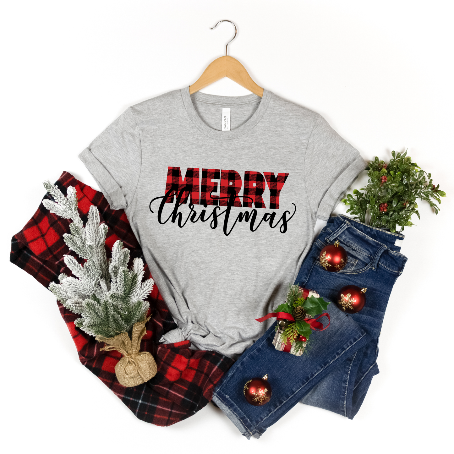 Merry Christmas Transfer Buffalo Plaid HTV