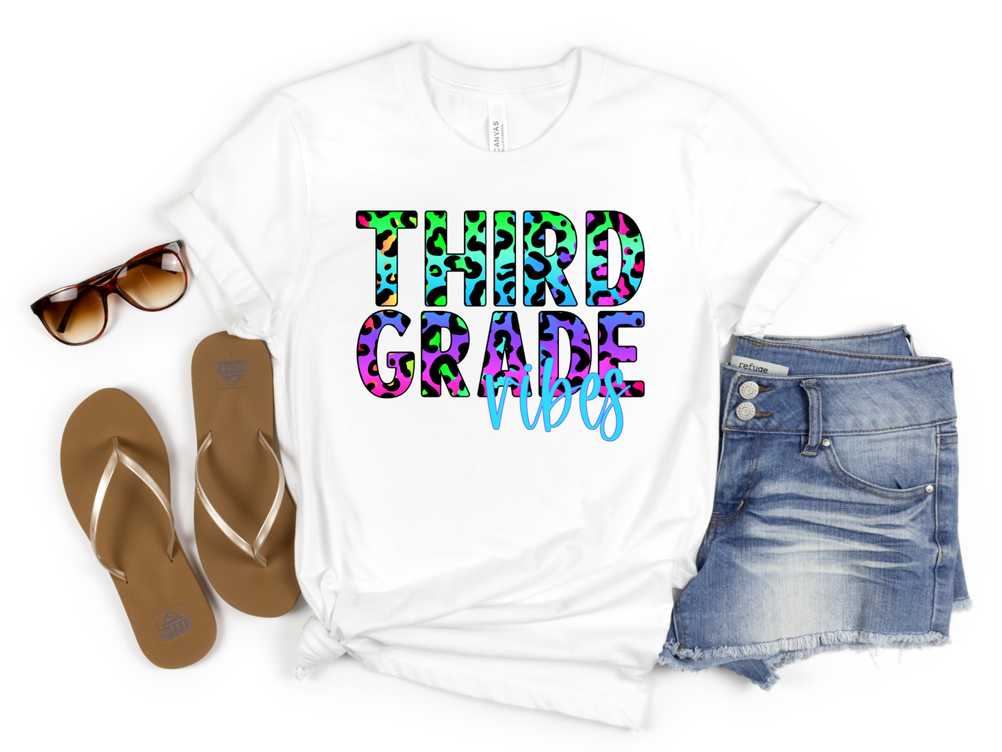 Third Grade Vibes Transfer Colorful Leopard